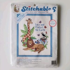 DIMENSIONS STITCHABLE Counted Cross Stitch Kit 72121 Giraffe Lion Puffin Jungle